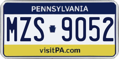 PA license plate MZS9052
