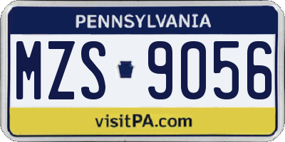 PA license plate MZS9056