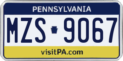 PA license plate MZS9067
