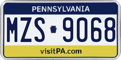 PA license plate MZS9068