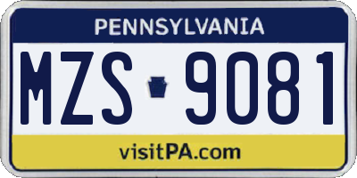 PA license plate MZS9081