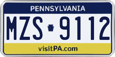 PA license plate MZS9112
