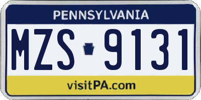 PA license plate MZS9131