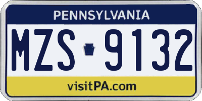 PA license plate MZS9132