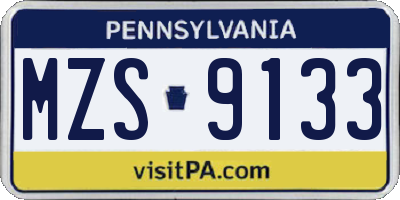 PA license plate MZS9133