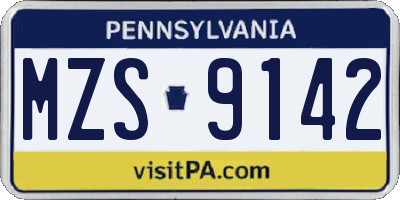 PA license plate MZS9142