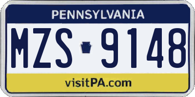 PA license plate MZS9148