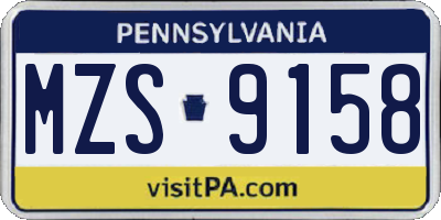 PA license plate MZS9158