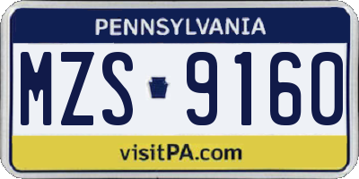 PA license plate MZS9160