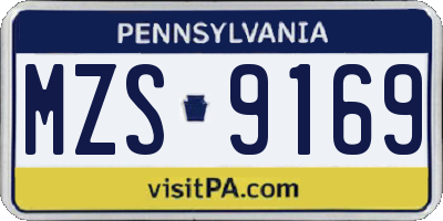 PA license plate MZS9169