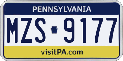 PA license plate MZS9177