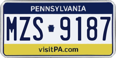 PA license plate MZS9187