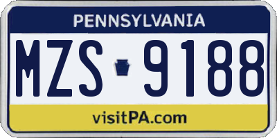 PA license plate MZS9188