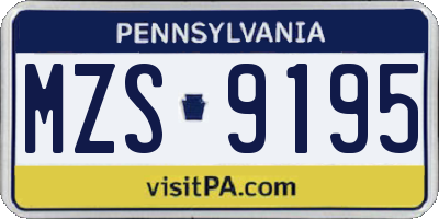 PA license plate MZS9195
