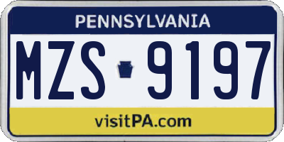 PA license plate MZS9197