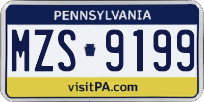 PA license plate MZS9199