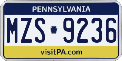 PA license plate MZS9236