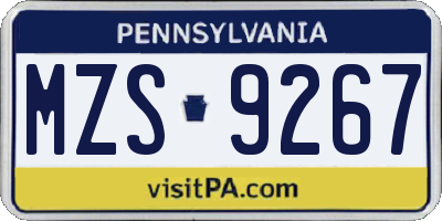 PA license plate MZS9267
