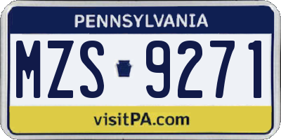 PA license plate MZS9271
