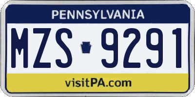 PA license plate MZS9291