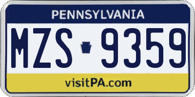 PA license plate MZS9359