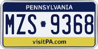 PA license plate MZS9368