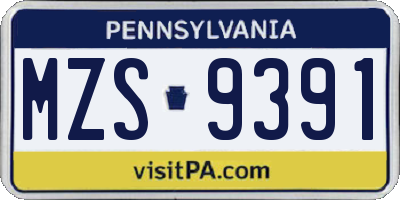PA license plate MZS9391