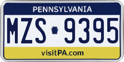 PA license plate MZS9395