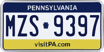 PA license plate MZS9397