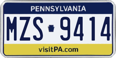 PA license plate MZS9414