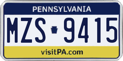 PA license plate MZS9415