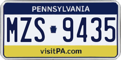 PA license plate MZS9435