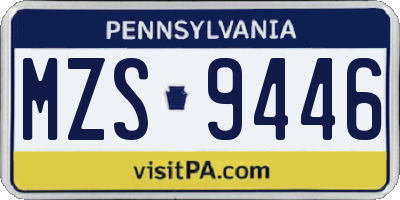 PA license plate MZS9446