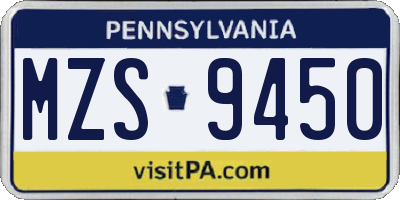 PA license plate MZS9450