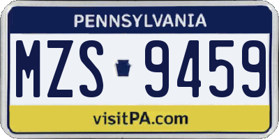 PA license plate MZS9459