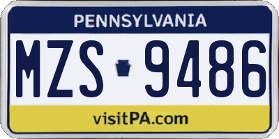 PA license plate MZS9486