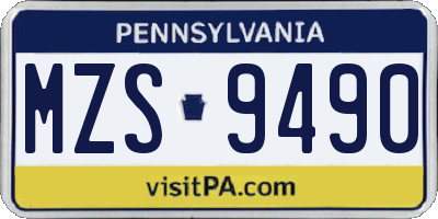 PA license plate MZS9490