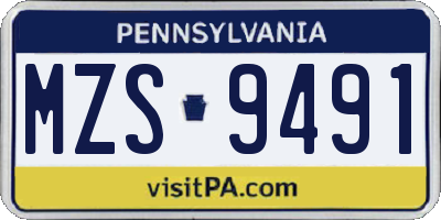 PA license plate MZS9491