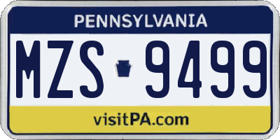 PA license plate MZS9499