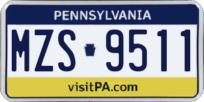 PA license plate MZS9511