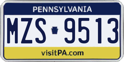 PA license plate MZS9513
