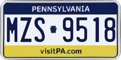 PA license plate MZS9518