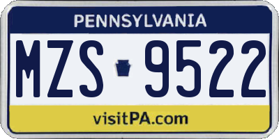 PA license plate MZS9522