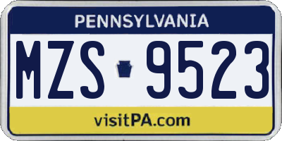 PA license plate MZS9523