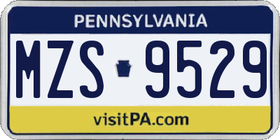 PA license plate MZS9529