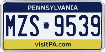 PA license plate MZS9539
