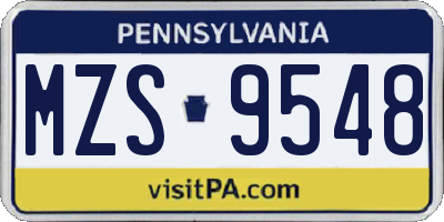 PA license plate MZS9548