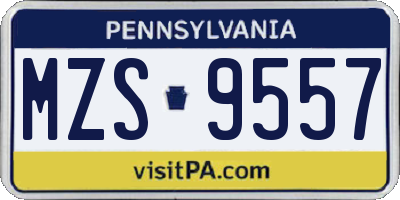 PA license plate MZS9557