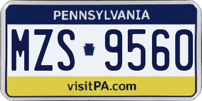 PA license plate MZS9560