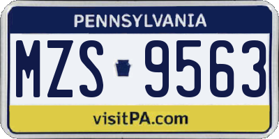 PA license plate MZS9563